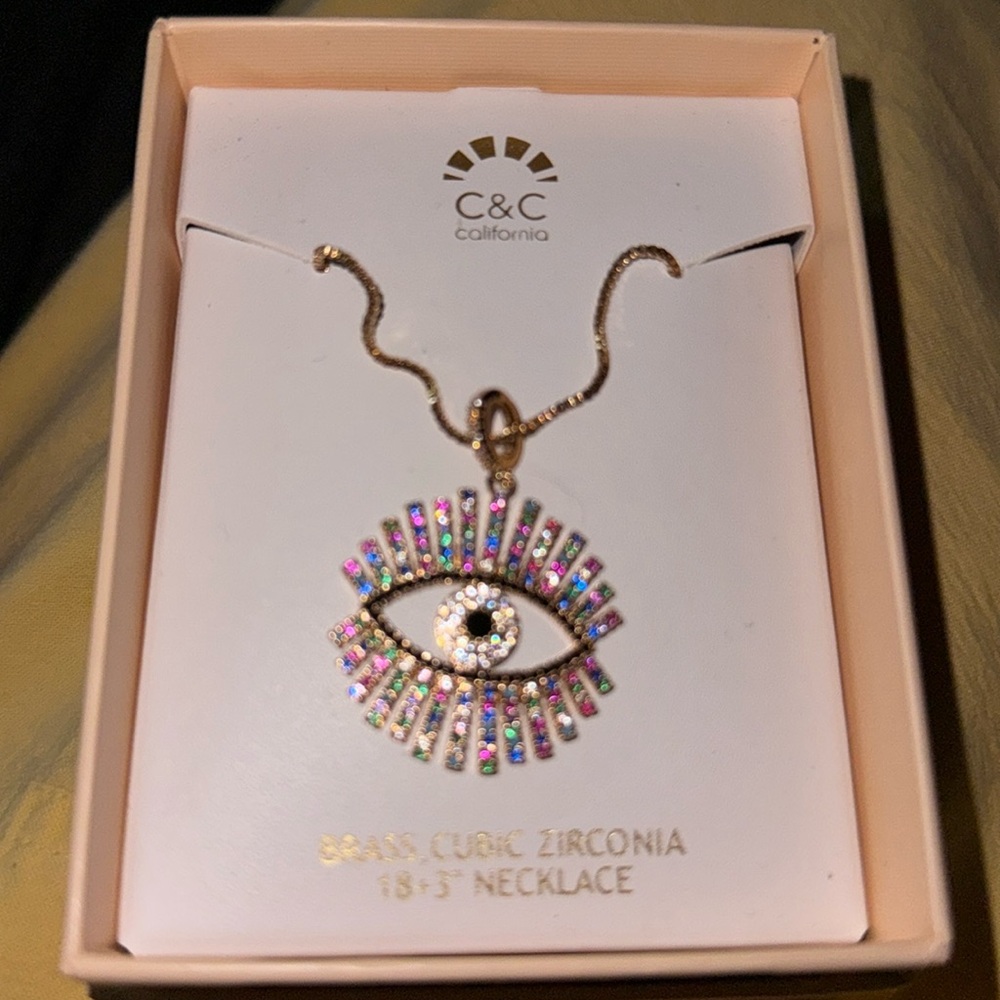 C&C California Gold Eye Necklace with Multicolor Stones